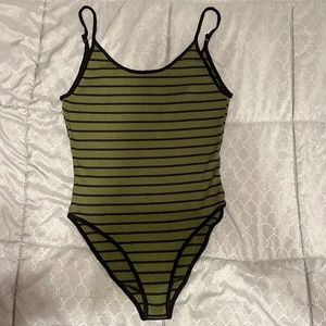 Forever 21 striped pattern body suit with low back